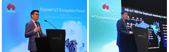 Lim Chee Siong – CSMO, Huawei Southern Pacific Region and Jiang WangCheng – President of IoT Solutions, Huawei Technologies, presenting keynote address at the forum